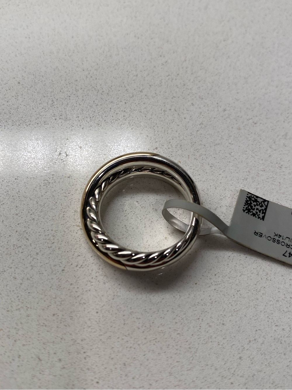 David Yurman Crossover Two-Row Ring in Sterling Silver with 14K Yellow Gold NEW